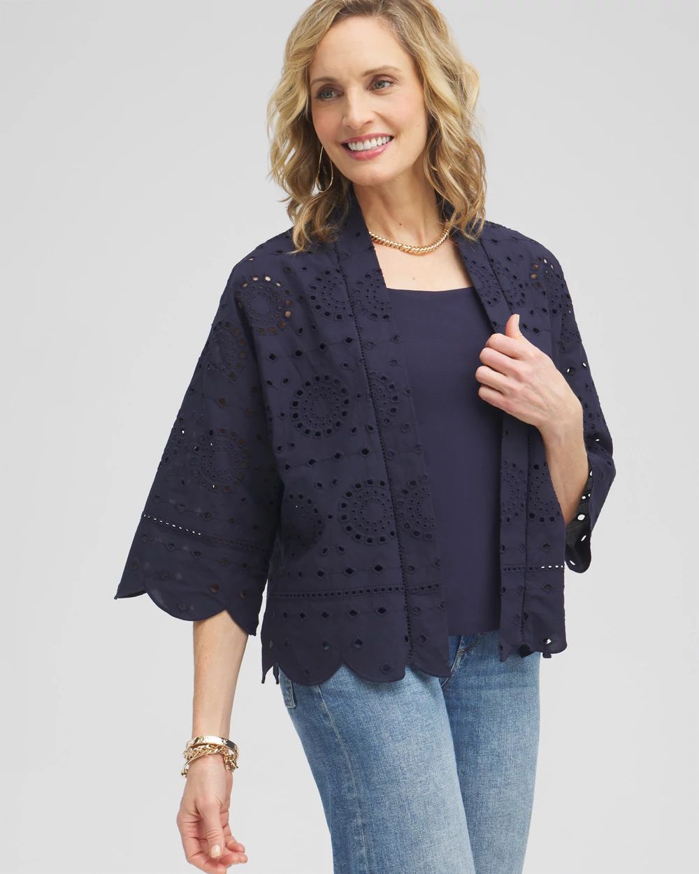 Eyelet Short Kimono | Chico's